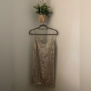 Banana Republic Sequin Slip Golden Dress Size 10